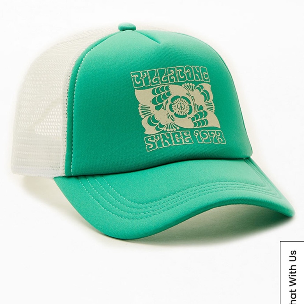 Billabong White Mesh Trucker Hat with Logo Patch